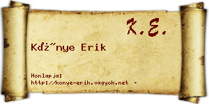 Könye Erik névjegykártya